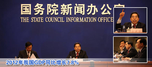 2012年我國(guó)GDP同比增長(zhǎng)7.8%