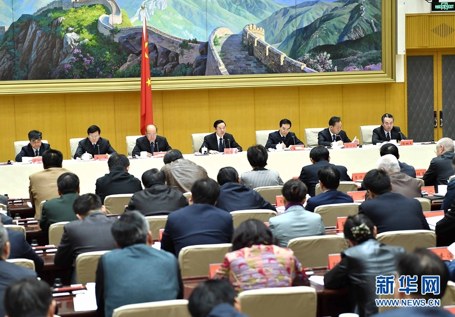 1月13日，中共中央政治局委員、中宣部部長(zhǎng)、全國(guó)&ldquo;掃黃打非&rdquo;工作小組組長(zhǎng)劉奇葆在北京出席第三十次全國(guó)&ldquo;掃黃打非&rdquo;工作電視電話會(huì)議。新華社記者 李濤 攝