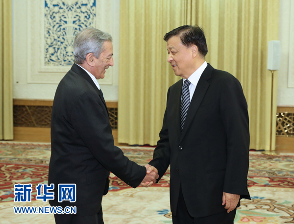 6月21日，中共中央政治局常委、中央書記處書記劉云山在北京會見古共中央書記處書記、國際關(guān)系部部長巴拉格爾率領(lǐng)的古巴共產(chǎn)黨代表團(tuán)。新華社記者馬占成攝