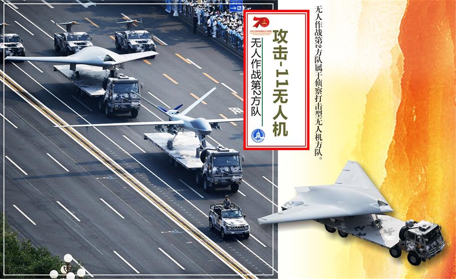 （圖表）[國慶70周年]無人作戰(zhàn)第2方隊&mdash;&mdash;攻擊&mdash;11無人機(jī)