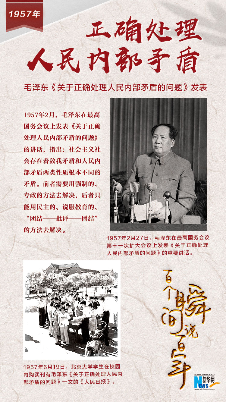 1957，正確處理人民內(nèi)部矛盾