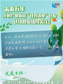 未來(lái)五年鄉(xiāng)村產(chǎn)業(yè)發(fā)展&ldquo;任務(wù)清單&rdquo;公布 這組數(shù)據(jù)值得關(guān)注！