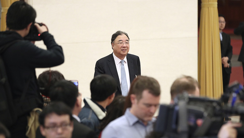 馬曉偉步入&ldquo;部長通道&rdquo;，準(zhǔn)備接受采訪