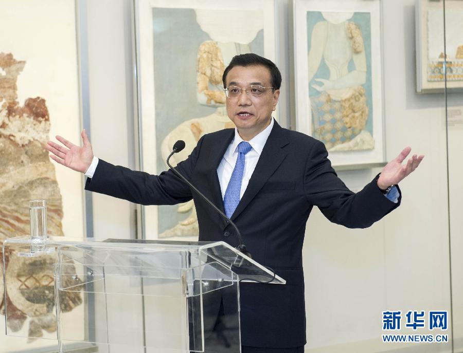 6月21日，國(guó)務(wù)院總理李克強(qiáng)與希臘總理薩馬拉斯共同出席希臘伊拉克利翁博物館新館開(kāi)館儀式并發(fā)表講話。 新華社記者 王曄 攝