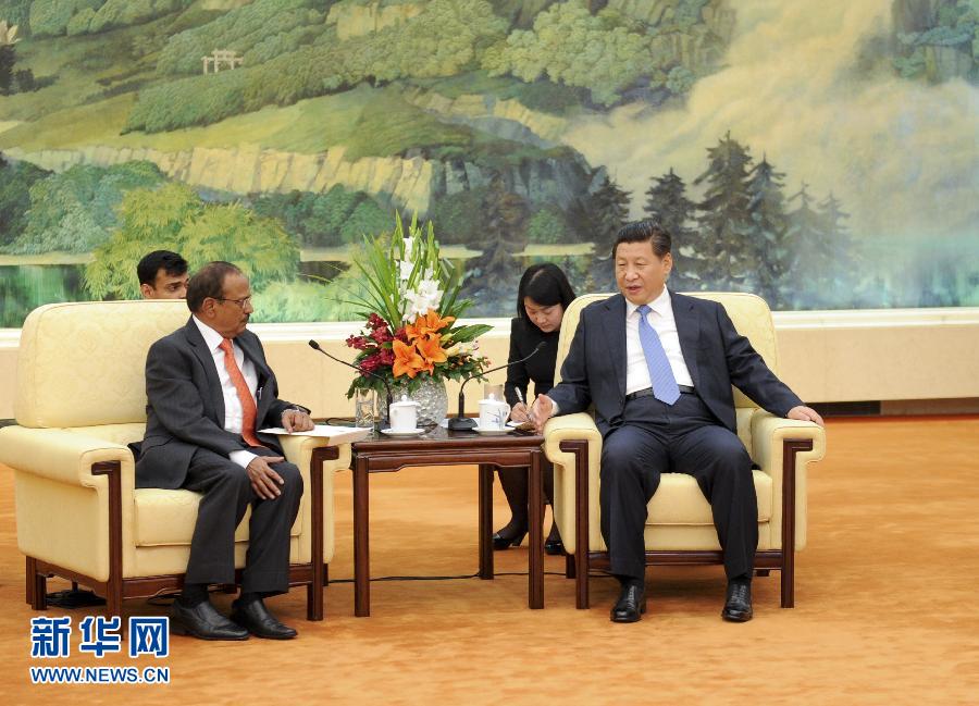 9月9日，國家主席習(xí)近平在北京人民大會堂會見印度總理特使、國家安全顧問多瓦爾。 新華社記者 張鐸 攝