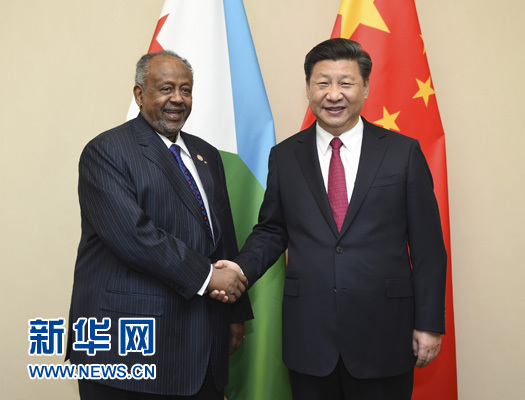 12月3日，國家主席習(xí)近平在約翰內(nèi)斯堡會見吉布提總統(tǒng)蓋萊。新華社記者 謝環(huán)馳 攝 

