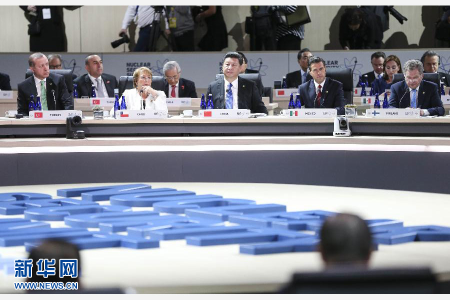 4月1日，第四屆核安全峰會在美國首都華盛頓舉行。國家主席習(xí)近平出席并發(fā)表題為《加強(qiáng)國際核安全體系，推進(jìn)全球核安全治理》的重要講話。新華社記者蘭紅光攝