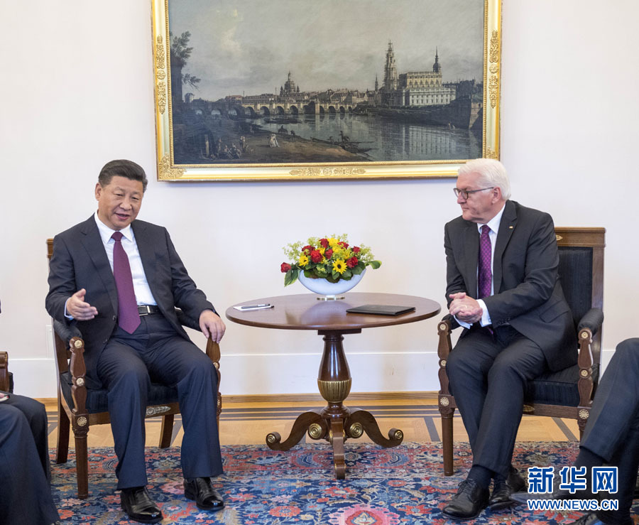 7月5日，國家主席習(xí)近平在柏林會(huì)見德國總統(tǒng)施泰因邁爾。 新華社記者李學(xué)仁 攝